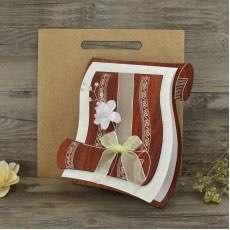 Wooden Invitation Card With Silk Flower Wedding Invitation Card With Hand Bag